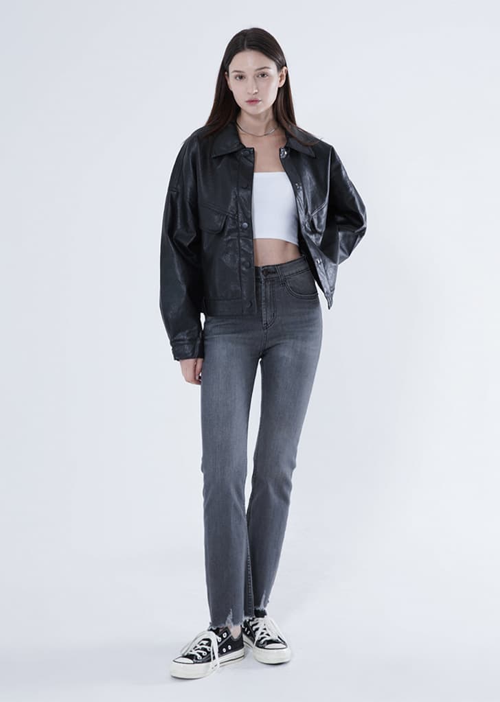 언더 데미지 세미 부츠컷 진_gray