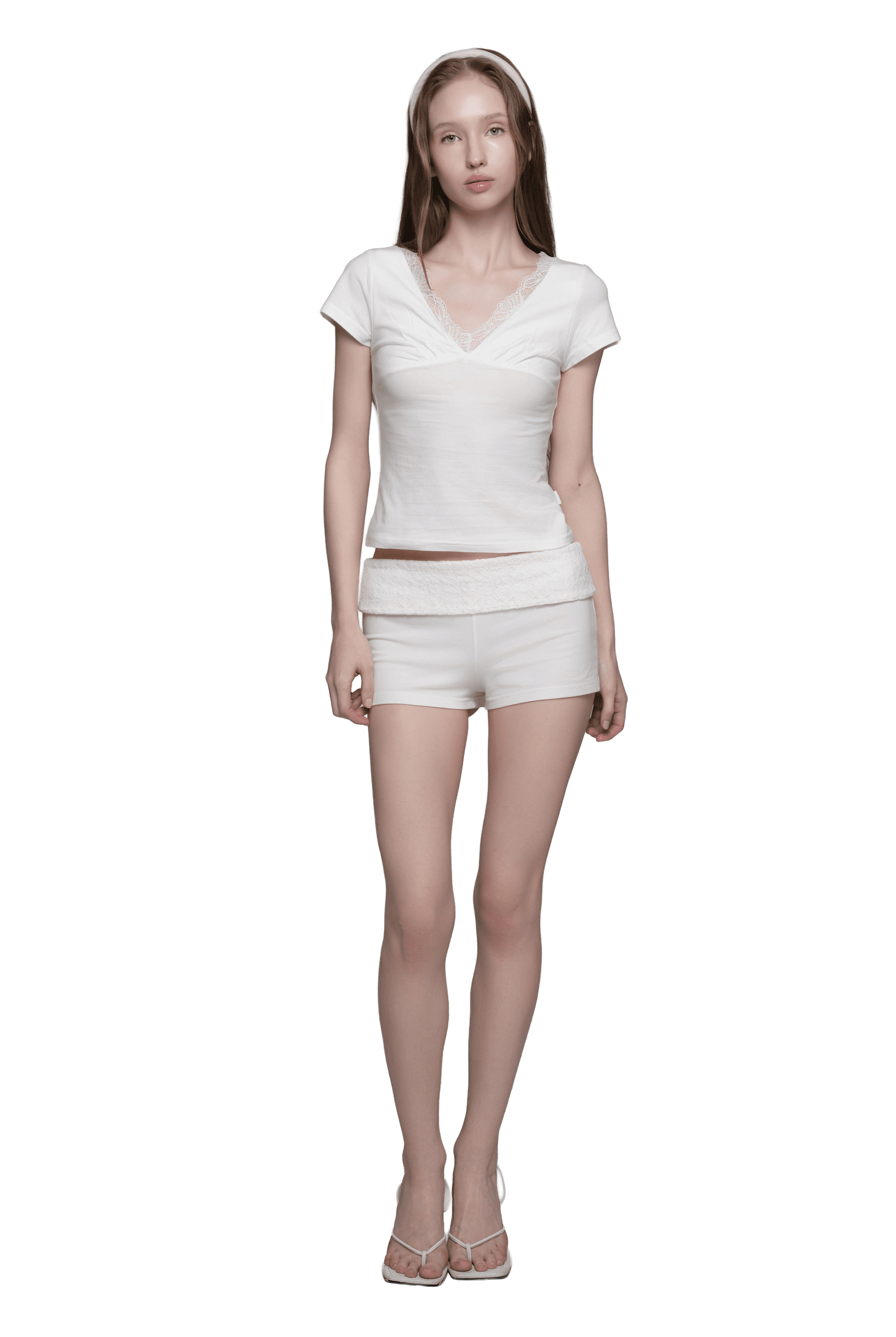Rose Tea Lace V Top (Ivory)