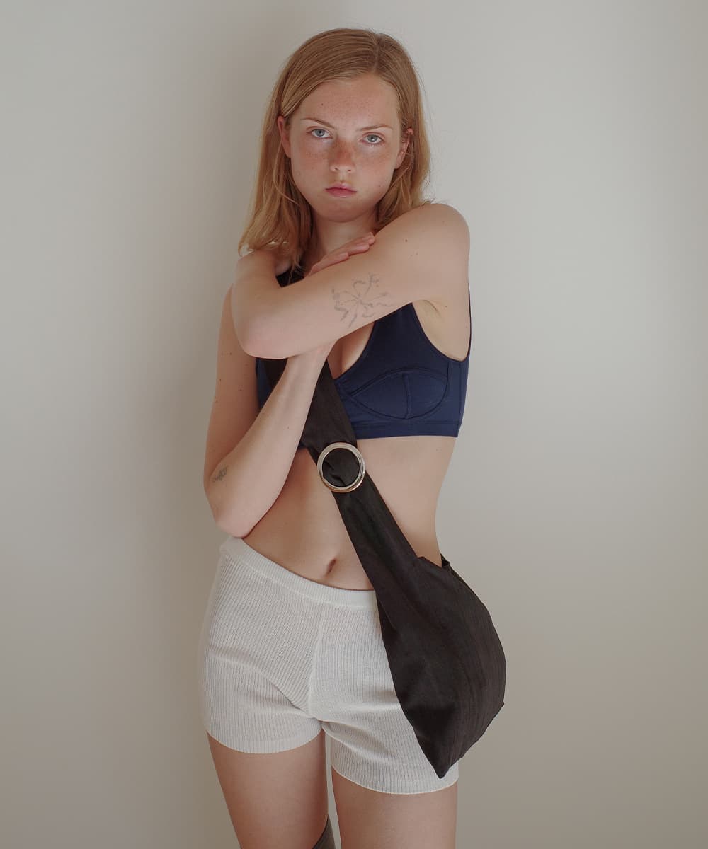Buckle Stripe Bag (Black)
