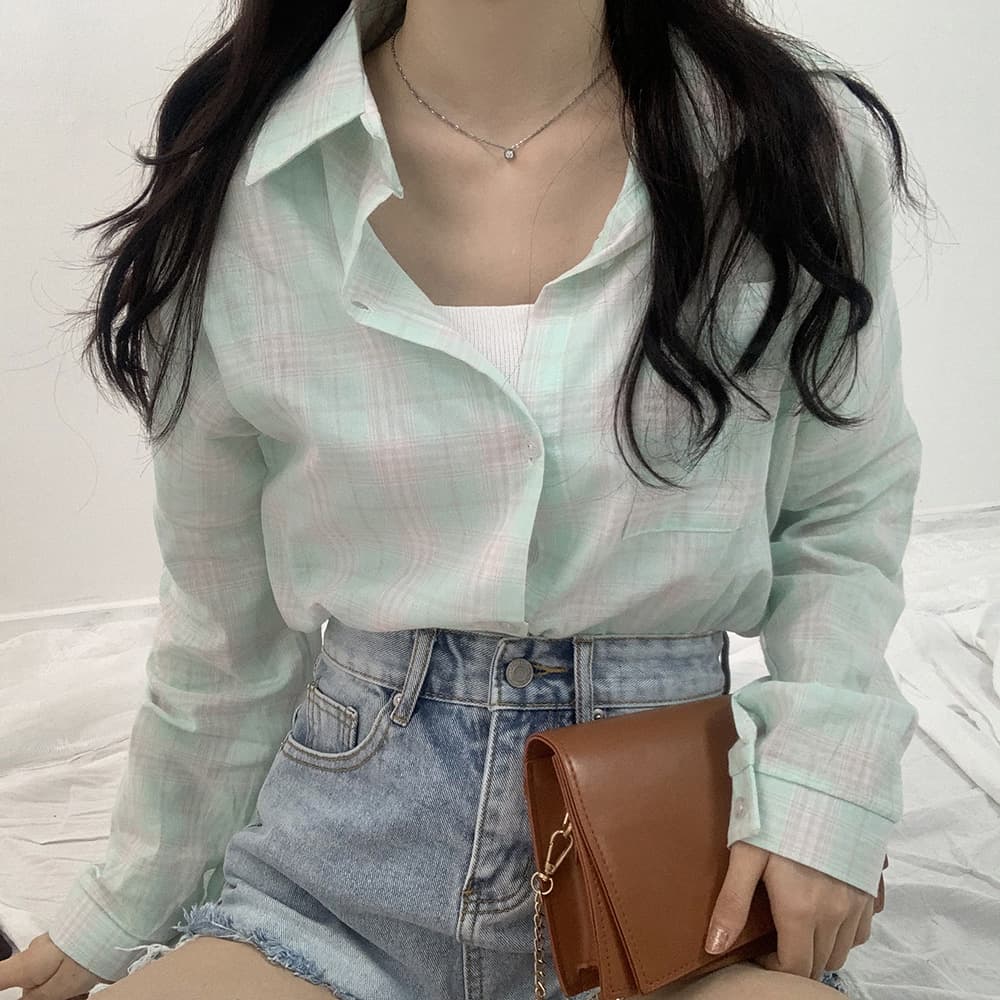 (무료배송)마카롱 체크 셔츠