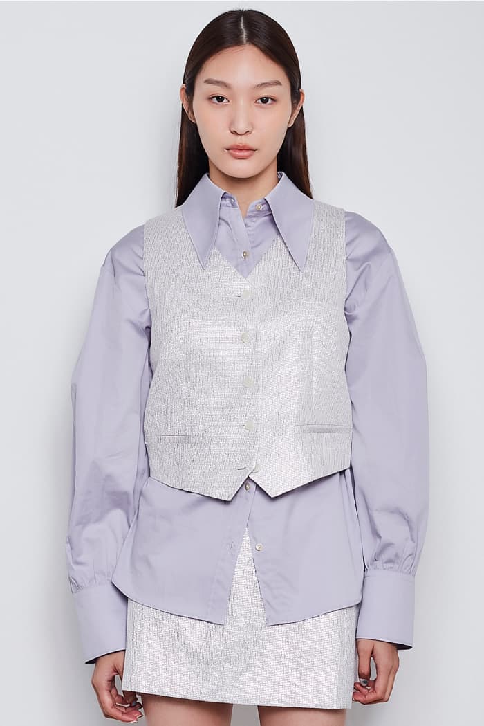 Metalic Silver Vest - Silver
