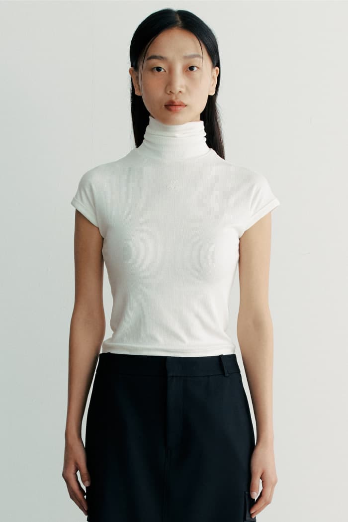 Roll Neck Top - White